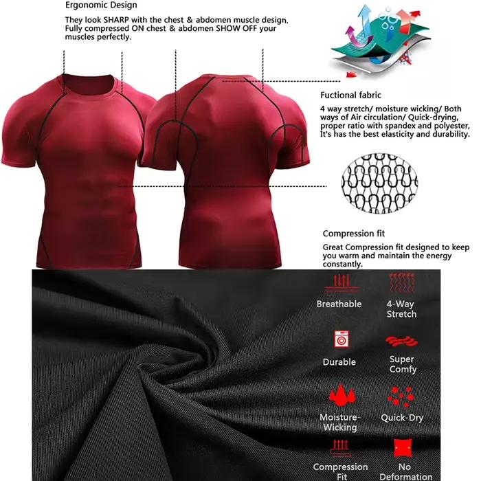 T-shirt de compression homme 2025 pour course d'été élastique et séchage rapide haute performance pour gymnastique fitness et running