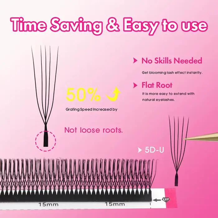 MASSCAKU – Extensions de cils 3D 4D 5D en forme de U, boucles C D en forme de U, ventilateurs préfab