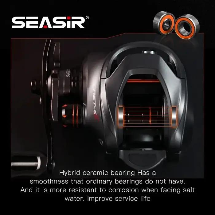 SEASIR-Moulinet de pêche Baitcasting X2, roulement en céramique hybride, rondelle en fibre de carbon