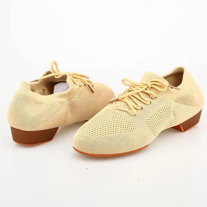 Chaussures de danse pour femmes Jazz Salsa chaussures de danse de salon maille décontracté plat Spro