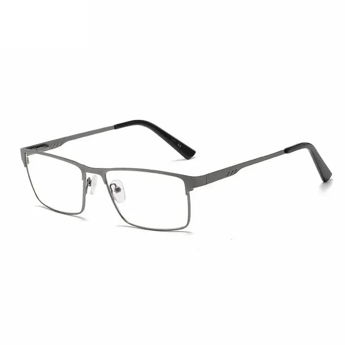 Lunettes de lecture carrées en métal pour hommes, grand cadre, jambe de printemps, presbytie pour pe