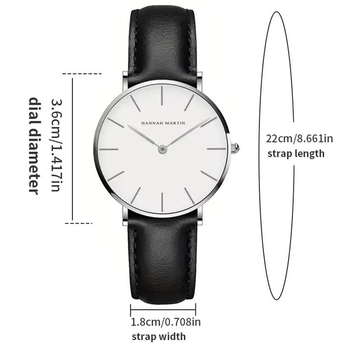 HANNAH MARTIN Top marque femmes montres étanches 36mm mode luxe Ultra mince en cuir créatif or Rose
