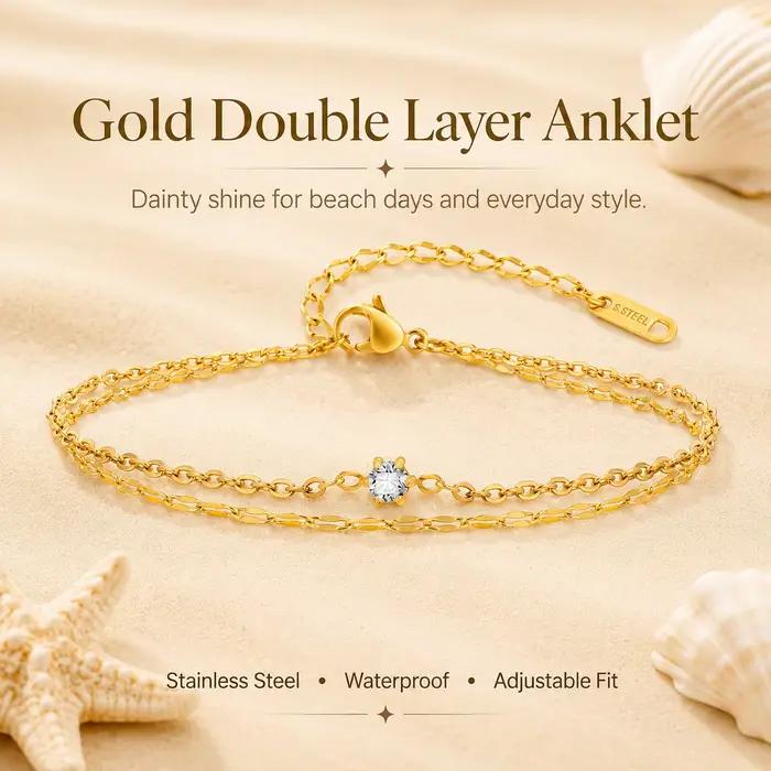 Bracelet de cheville superposé imperméable pour femmes