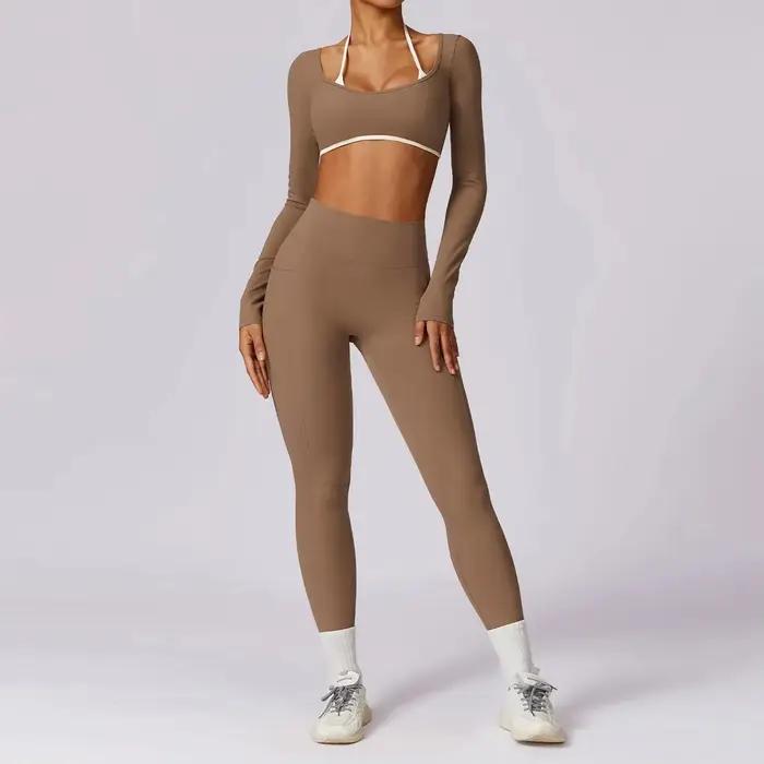 Ensemble gym 2 pièces femme dos nu : yoga, fitness, running - séchage rapide et soutien optimal