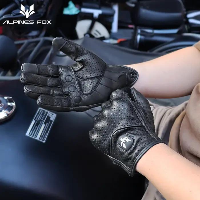 Gants de moto en cuir Vintage pour hommes, noirs, résistants à l'usure, pour écran tactile, antidéra