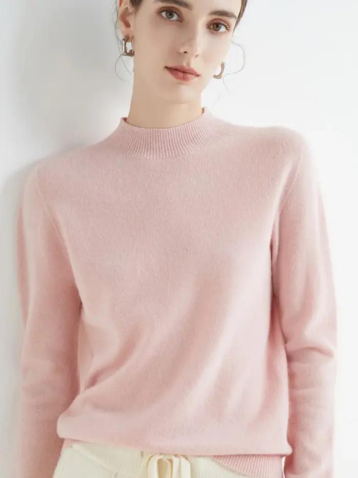 AOSSVIAO 2026 Automne Hiver Pull Col Montant Uni pour Femme, Tricot Décontracté, Vêtements Féminins,