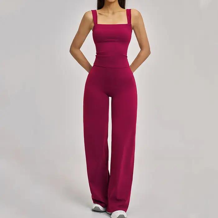 Ensemble de yoga 2 pièces pour femmes, ensemble de sport antichoc, veste de sport, pantalon évasé ta