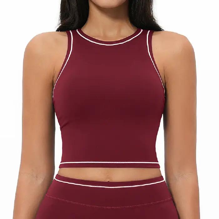 Soutien-gorge de yoga pour femmes, sous-vêtements de sport bicolores, gilet de fitness push-up, sout