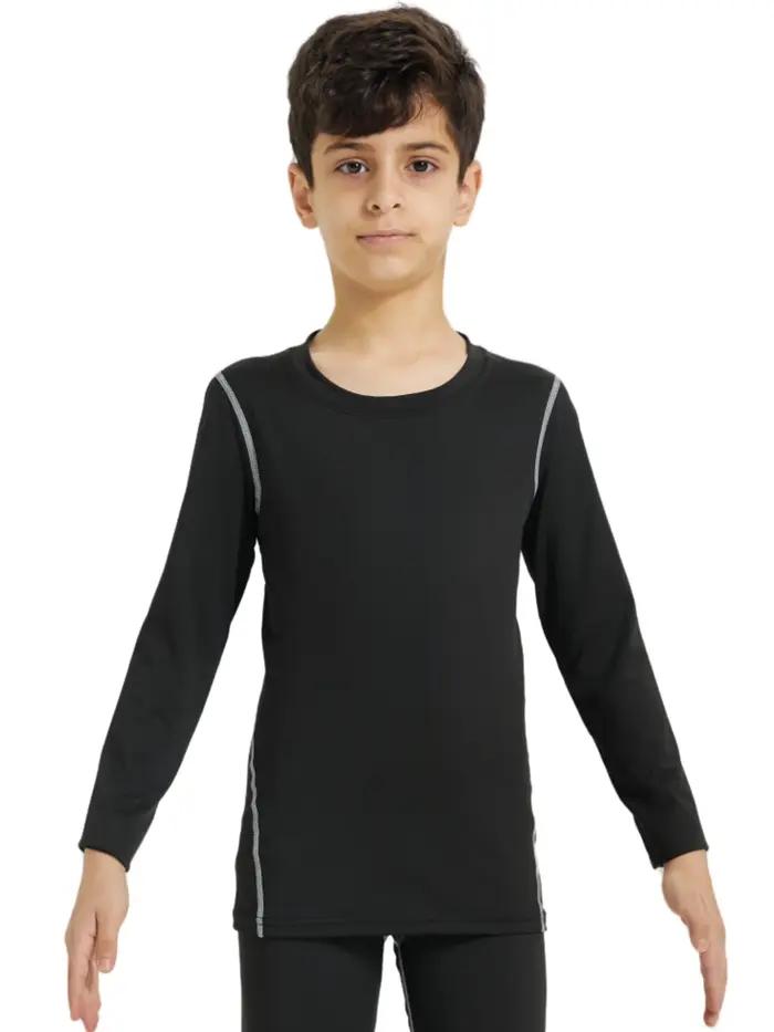 Chemises de Compression pour jeunes garçons, athlétiques, séchage rapide, manches longues, sous-vête