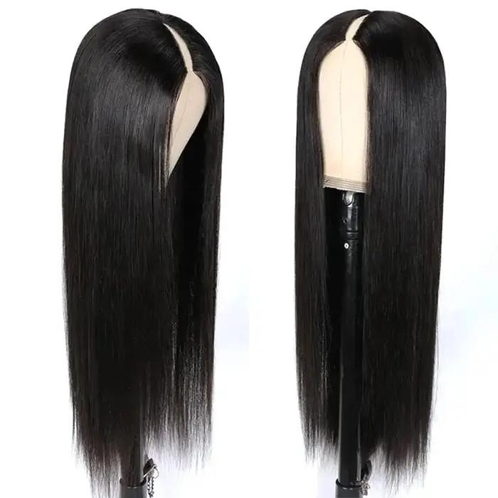 250% densité droite V partie perruque cheveux humains débutant amical 40 pouces sans colle V partie