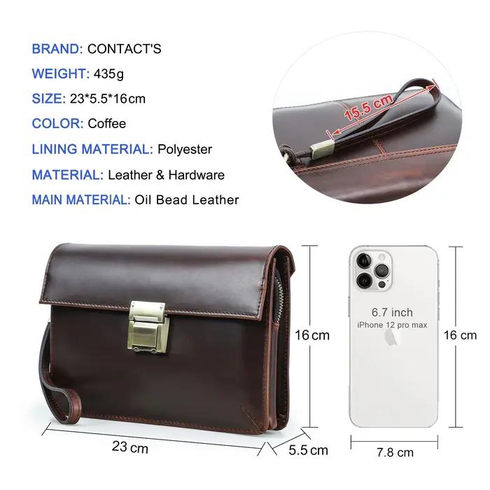 CONTACT'S-Pochette de Luxe en Cuir group pour Homme, Sac à Main de Styliste avec Mot de Passe, Porte