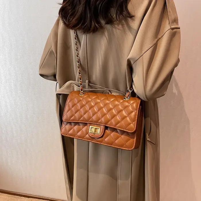Nouveau Sac à Main Bandoulière Rétro 2026 avec Chaîne et Motif Losanges, Style Sous le Bras, Sensati
