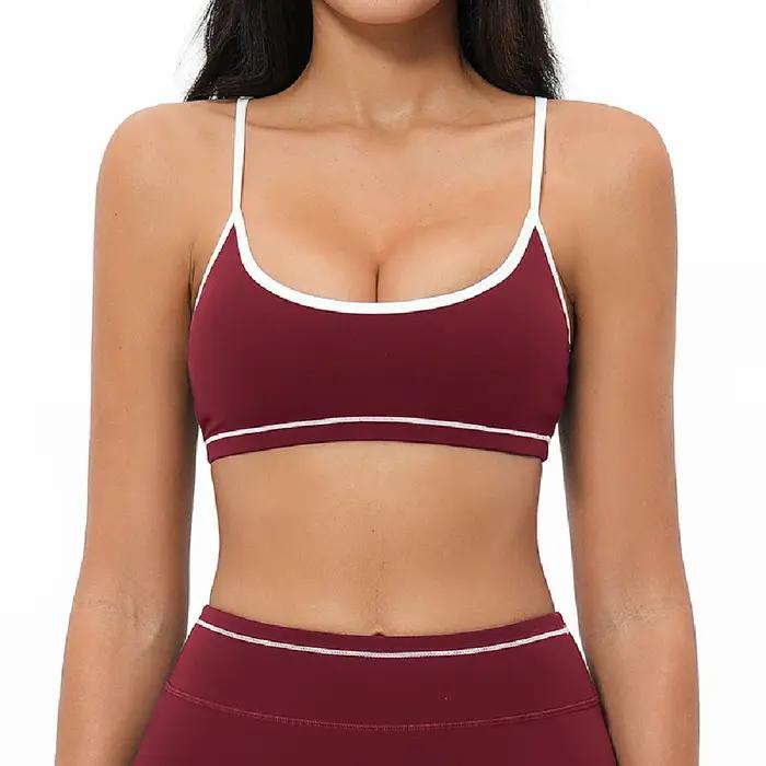 Soutien-gorge de yoga sexy bicolore pour femme, antichoc, à séchage rapide, pour le fitness et l'ent