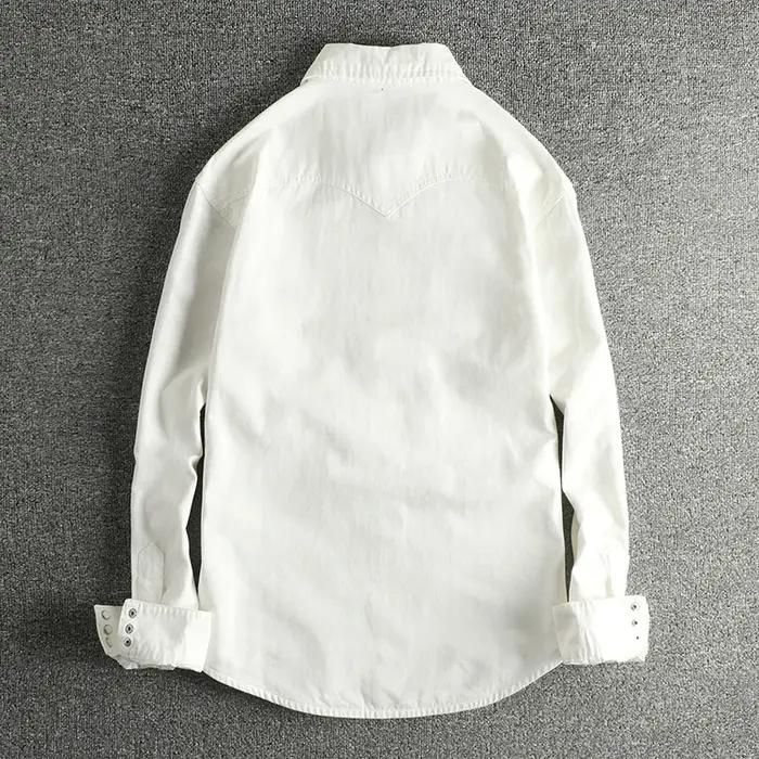 Réplique de chemise en jean pour hommes, Style rétro occidental américain, avec boutons en perles, n
