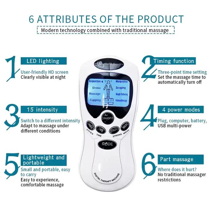 Instrument de Massage électrique Tens à double sortie, stimulateur musculaire EMS électrique, masseu