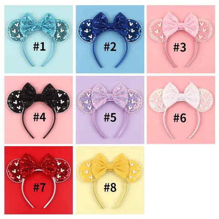 Nouveau serre-tête tendance oreilles de souris en velours de 3,3 po pour filles, bandeau doux avec n