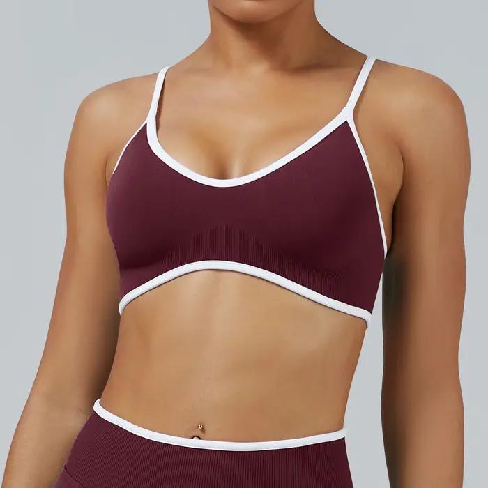 Soutien-gorge de sport haute résistance, haut de yoga sans couture, vêtements de sport pour femmes,