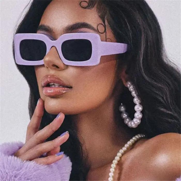 Lunettes de soleil rectangulaires à grande monture pour femmes, lunettes carrées violettes, lunettes