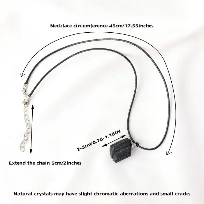 Collier avec pendentif en Tourmaline noire, cristal naturel, pierre brute, gemme non polie, bijoux à