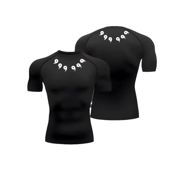 T-shirt de compression pour homme, style anime, haute élasticité, manches courtes, anti-UV, ajusté p