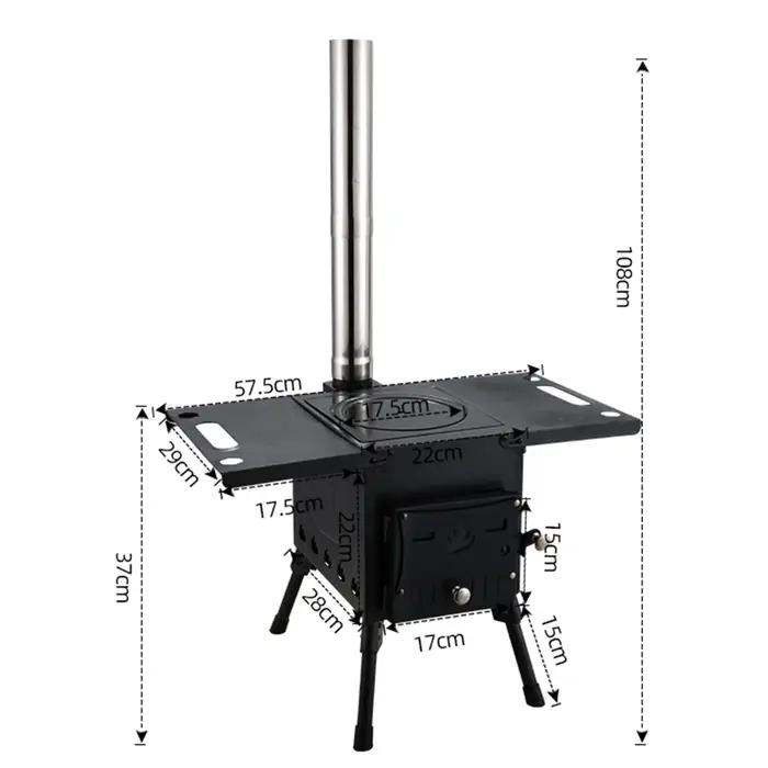 Poêle à bois portable pour camping en plein air, cuisinière de pique-nique, chauffage pliant, combus