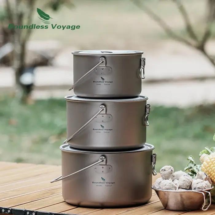 Pot de camping titane 2900ml léger - Marmite suspendue pour randonnée et trekking homme