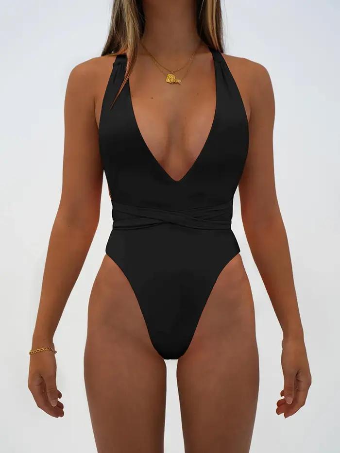 Monokini bandage dos nu décolleté V profond - Maillot de bain une pièce sexy nouvelle collection 2023