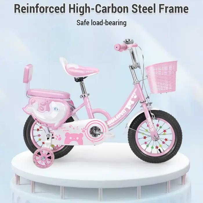 Vélo pour filles avec roues d'entraînement et panier avant pour les filles de 3 à 13 ans pour des balades en toute sécurité et confort