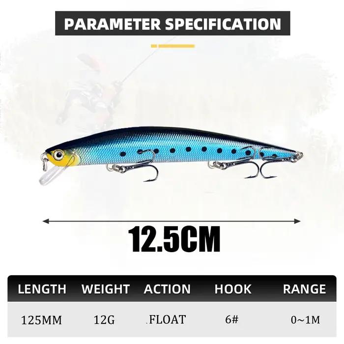 1 pièces Leurres de pêche 12.5 cm/12g Minnow Leurre hochet haute qualité appât dur manivelle Wobbler
