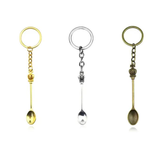 Mini Cuillère avec Porte-Clés pour Dessert, Petite Cuillère de Cuisine Vintage, Cadeau Pendentif DIY