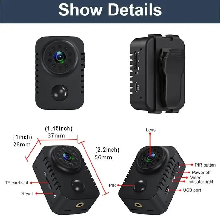Mini caméra corporelle 1080P Full HD, sécurité intelligente, poche, Vision nocturne, détection de mo