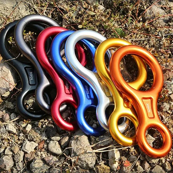 Mousqueton d'escalade 35KN, figurine 8, corde de rappel, descente, figurine en aluminium, dispositif