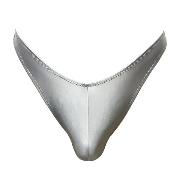 XClocKNYoung string pour hommes taille basse en forme de V, string plus large en satin brillant, bas