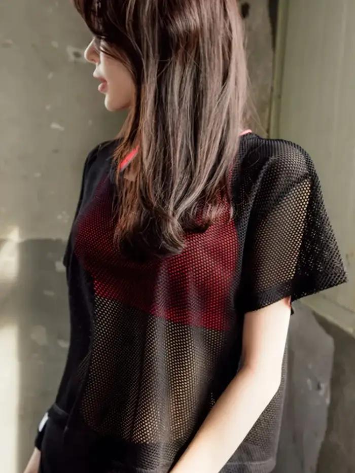 T-shirt sport femme ample manches courtes - Maille respirante à séchage rapide pour running et yoga