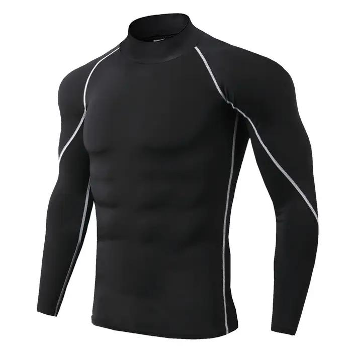 T-shirt de sport à manches longues pour homme, séchage rapide, musculation, course à pied, haut de c