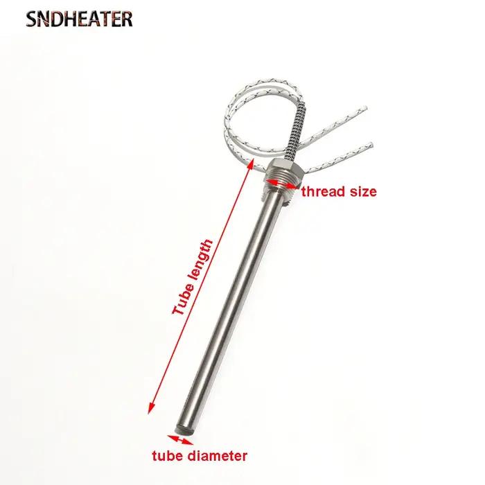 SNDHEATER 1KW Tube électrique à tête unique filetage DN15/21mm(1/2 ") 201SS Tube 12x100-200mm cartou