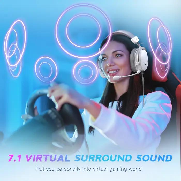 FIFINE – casque de jeu USB avec son Surround 7.1/prise 3.5mm/Microphone, casque filaire sur l'oreill