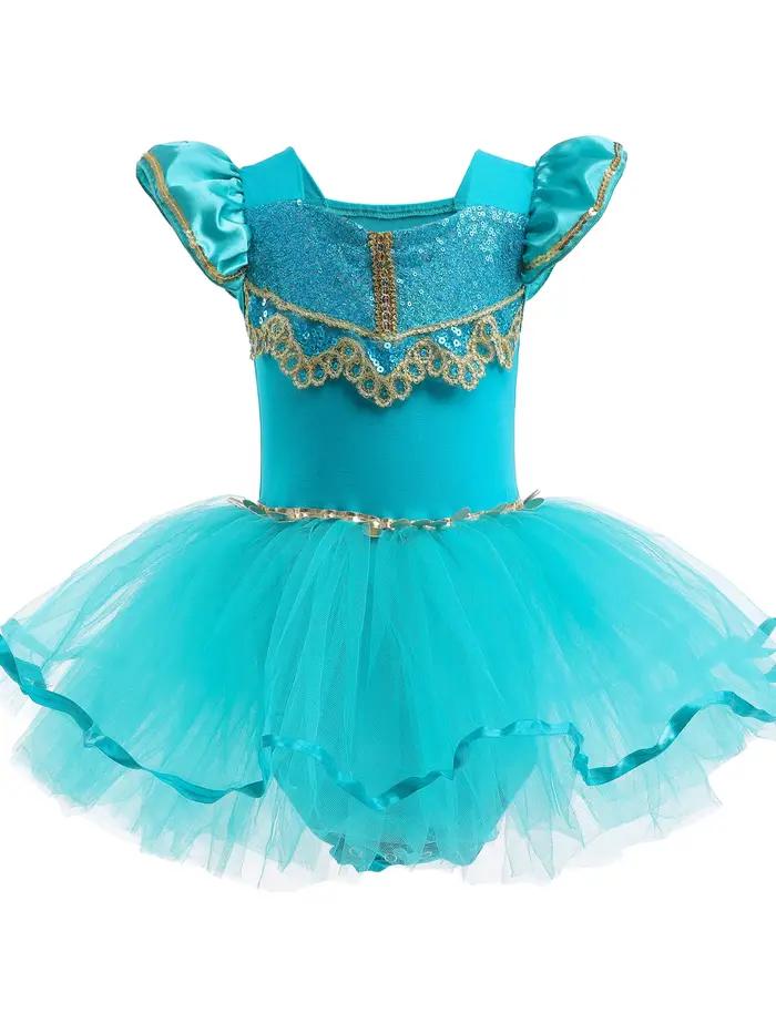 Robe Tutu Princesse Jasmine avec Cape pour Petite Fille, Costume de brevBallerine, Tenue de brev, Bl