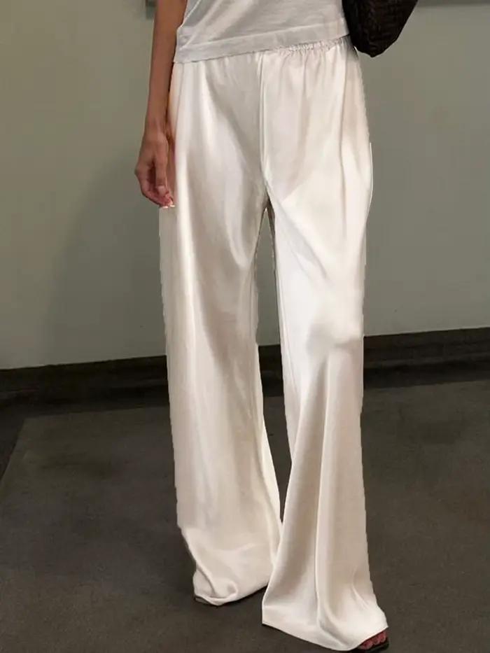 Robe en Satin Chic à Jambes Larges pour Femme, Pantalon de Travail, Taille artificiel astique, Ajust