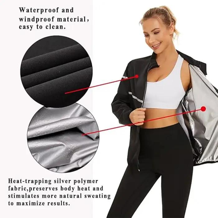 Combinaison de sauna pour femmes, veste à manches longues, corset d'exercice, haut à fermeture éclai