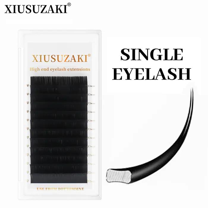 XIUSUZAKI Ellipse plat cils pointes fendues mat gris noir couleur Super doux doux naturel Extension