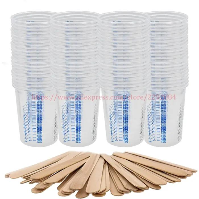 Pistolet de pulvérisation 600ml, tasses à mesurer jetables, 50 pièces, peinture plastique graduée tr