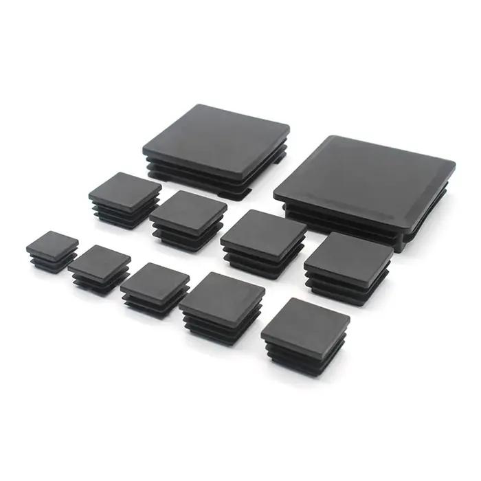 Embouts d'obturation carrés en plastique noir pour meubles, tube de jambe, inserts de tuyaux, boucho