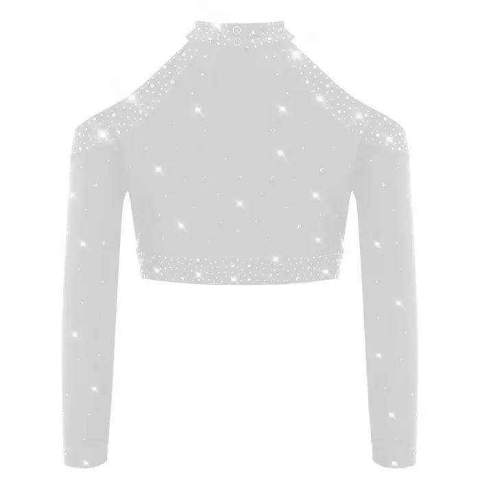 T-shirts pour enfants tendance, streetwear, hauts à paillettes brillantes, costumes de danse jazz et