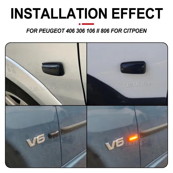 Clignotant LED dynamique, feu de position latéral pour Peugeot 306 106 406 806, partenaire expert po