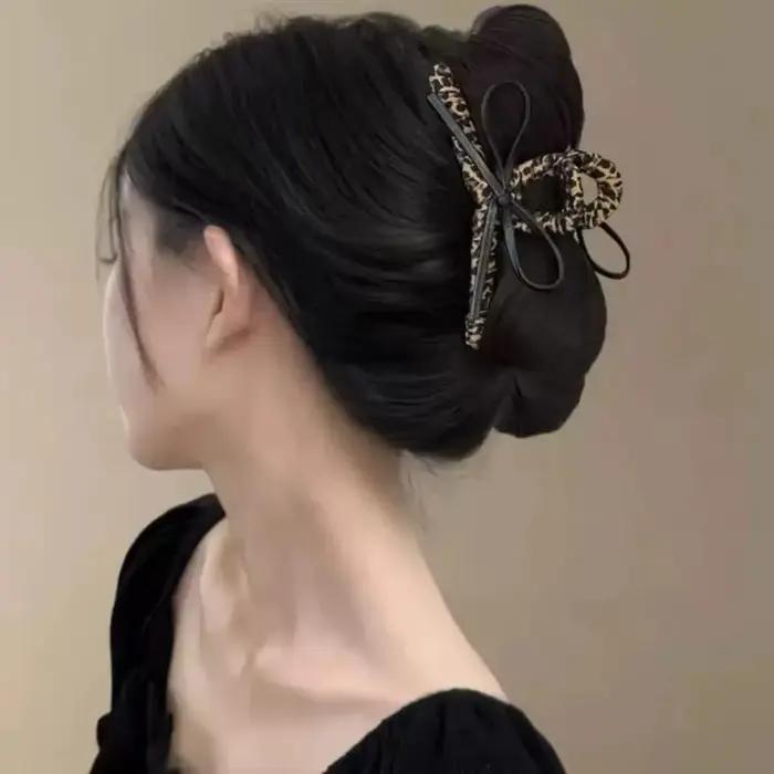 Accessoires de cheveux à grande pince de haute qualité imprimé léopard rétro pour femmes