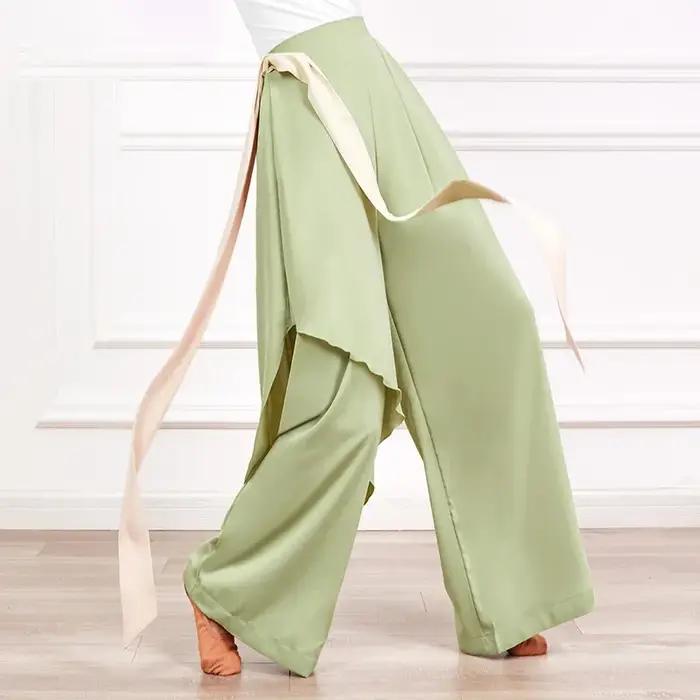 Pantalon jambes larges en mousseline de soie - Pantalon d'été taille haute style Y2K coréen