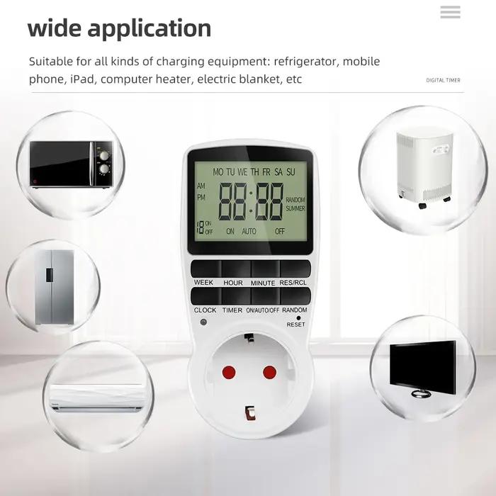 Minuterie numérique électronique, minuterie de cuisine programmable, prise de contrôle 220V EU US UK