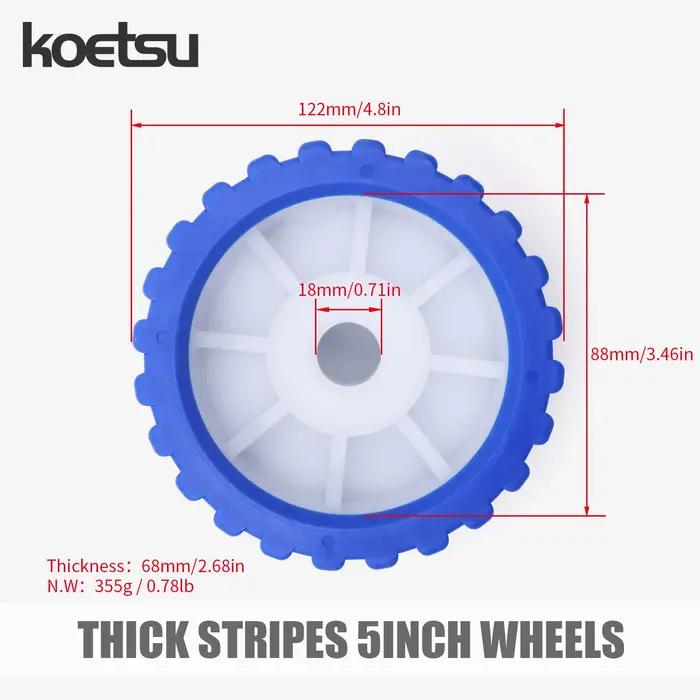 KOETSU Roue latérale de remorque de bateau bleue de 5 pouces, accessoires pour yacht et voiture, rou