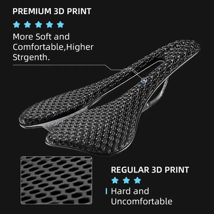 RYET-Selle de vélo en fibre de carbone ultralégère imprimée en 3D, siège pour VTT, route en gravier,